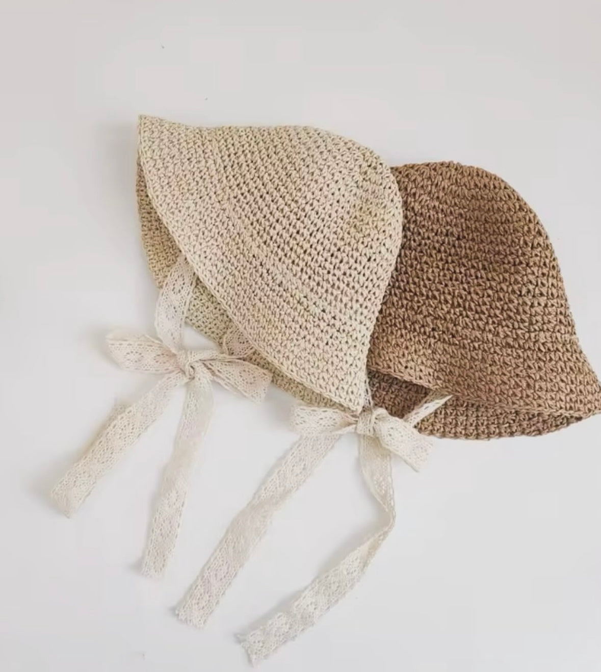 Straw Hat with Lace Tie