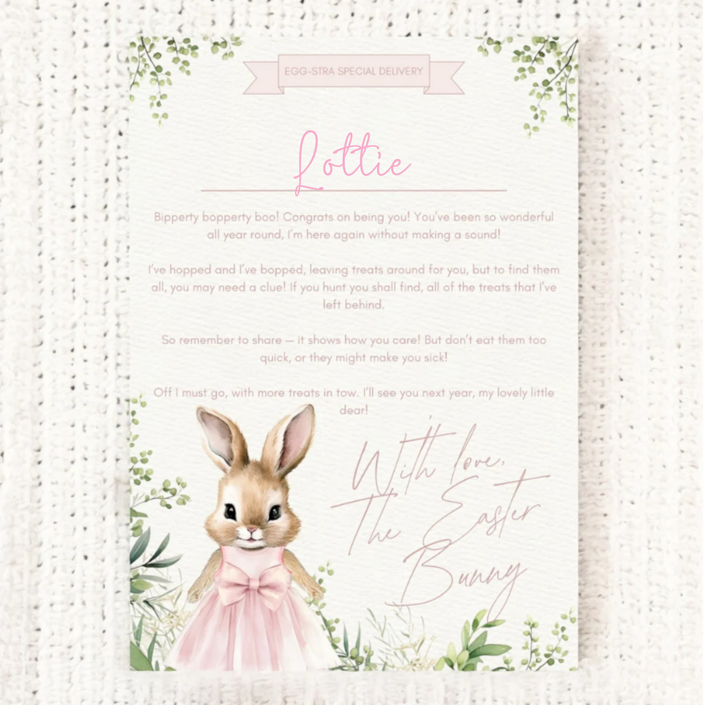 Personalised Bunny Certificate - Pink image 0