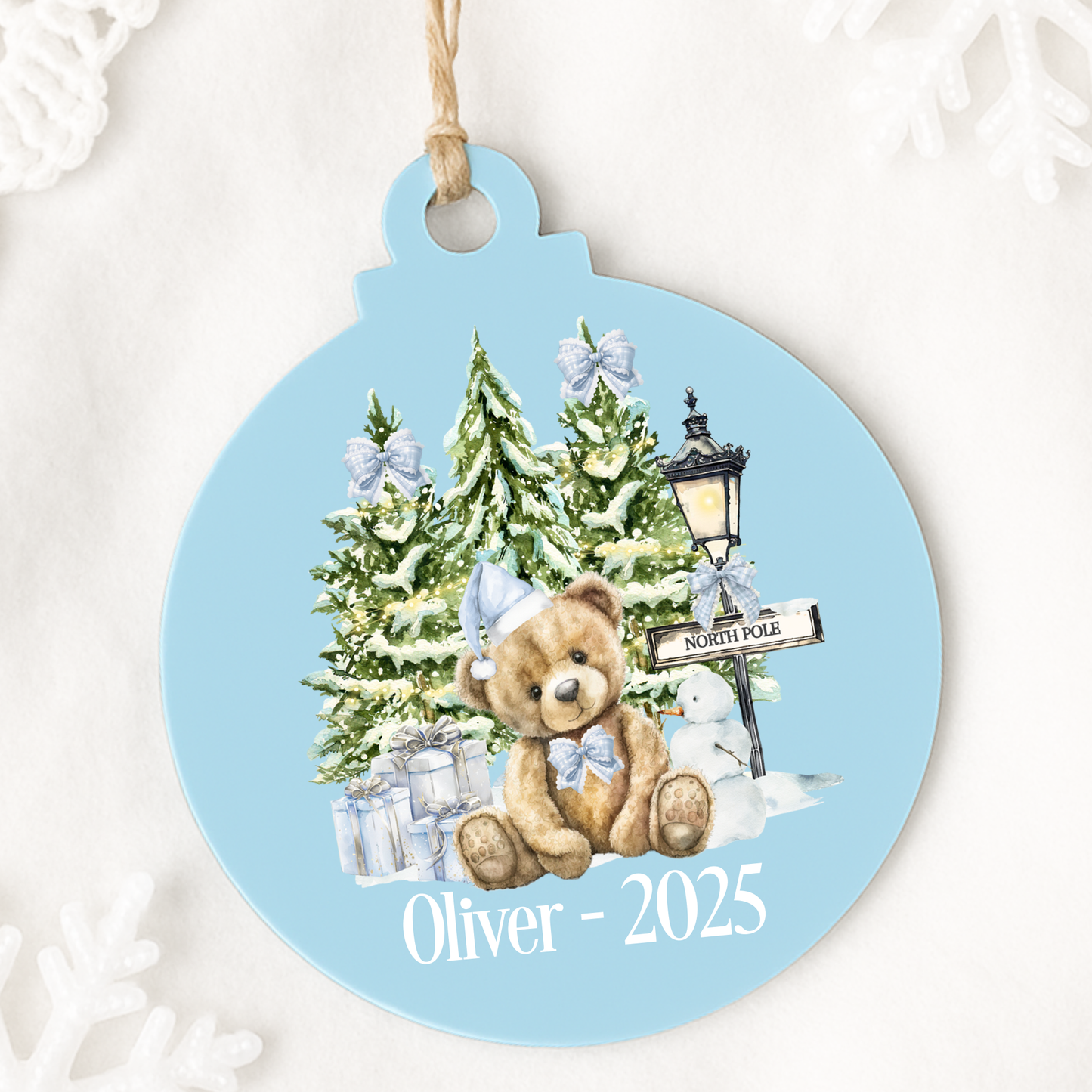North Pole Bear Blue Bauble