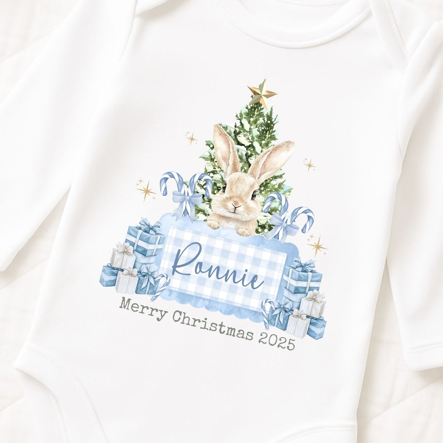 Personalised Christmas Bunny Blue