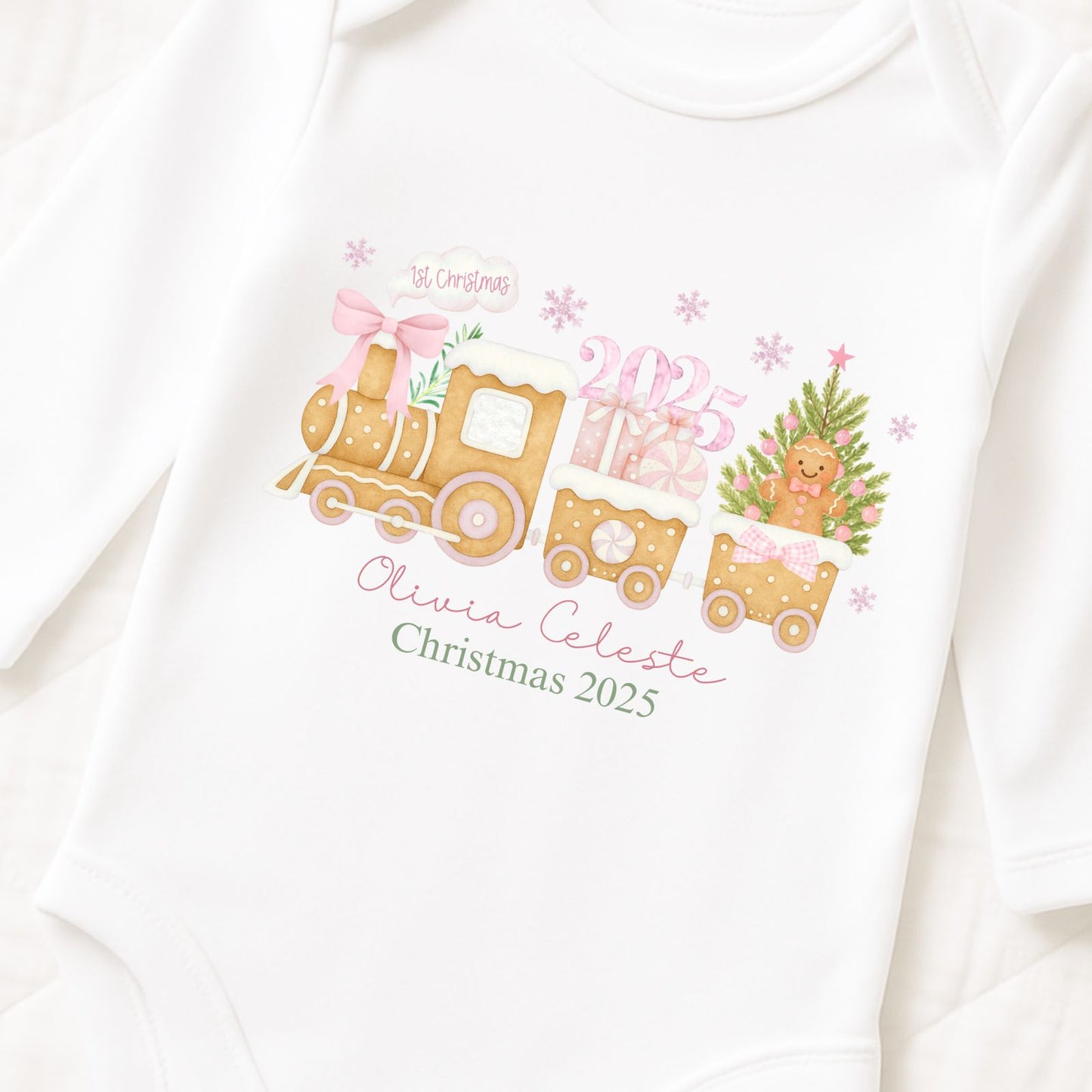 Personalised First Christmas Train Pink