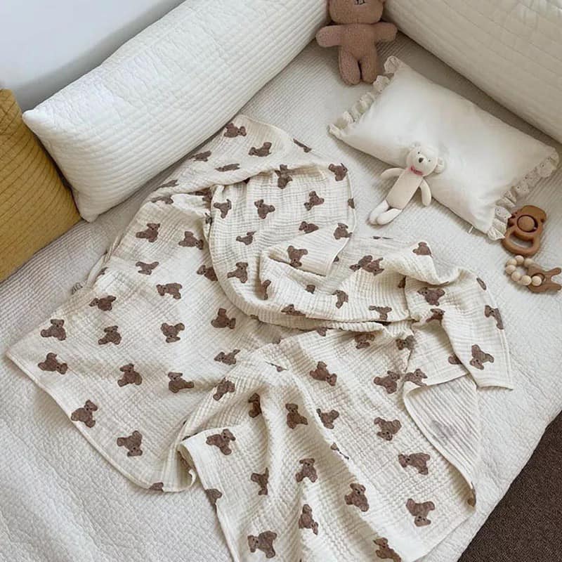 Teddy Bear Print Swaddle Blanket image 3