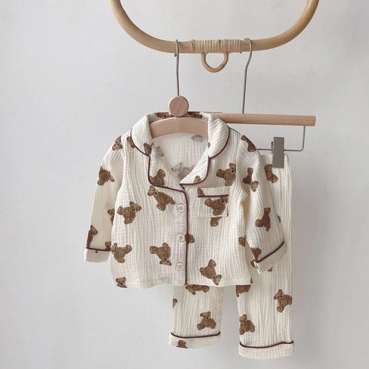 Muslin Teddy Bear Long Pj's image 0