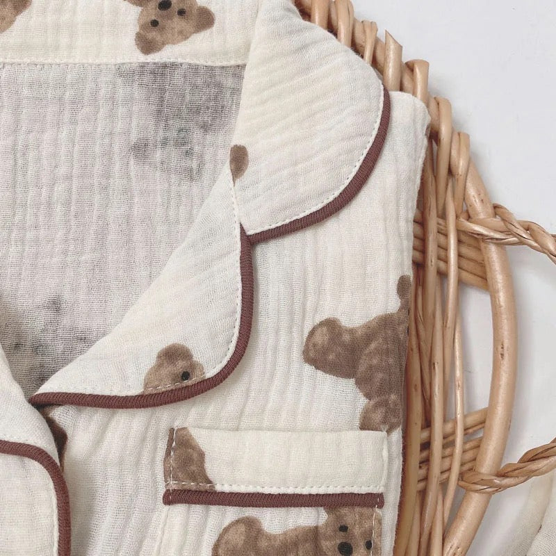 Muslin Teddy Bear Long Pj's image 1