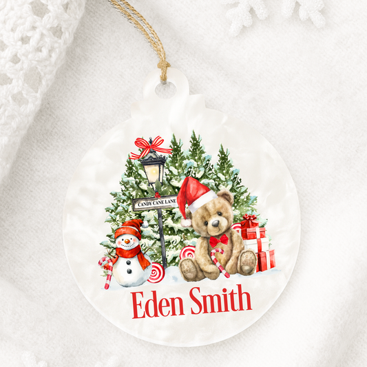 Candy Cane Lane Bear Bauble