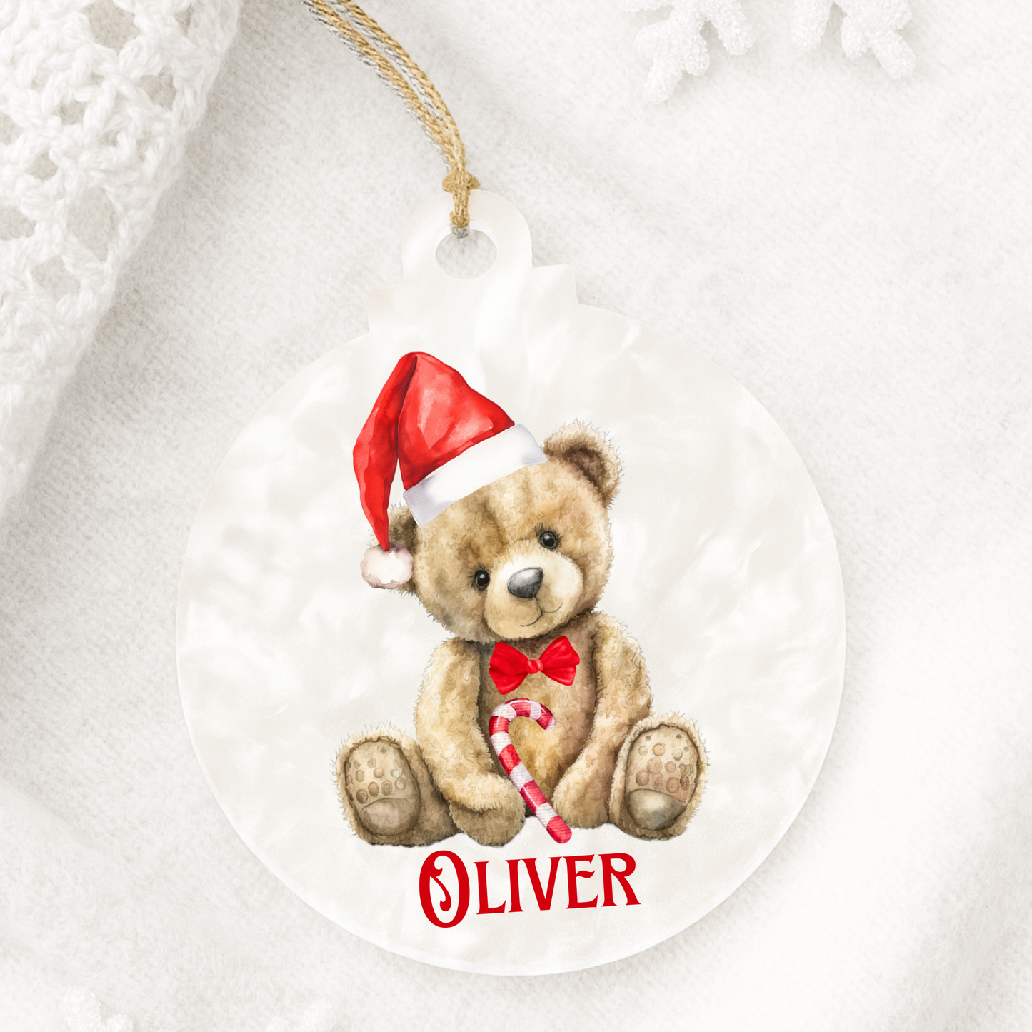 Santa Hat Bear Bauble
