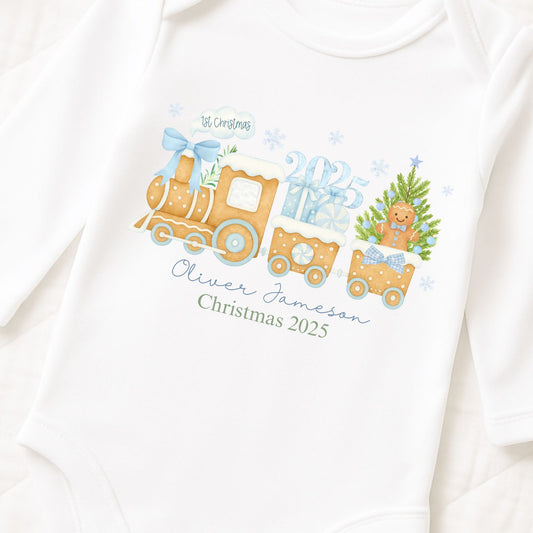 Personalised First Christmas Train Blue