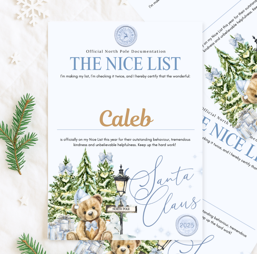 North Pole Bear Letter - Nice List