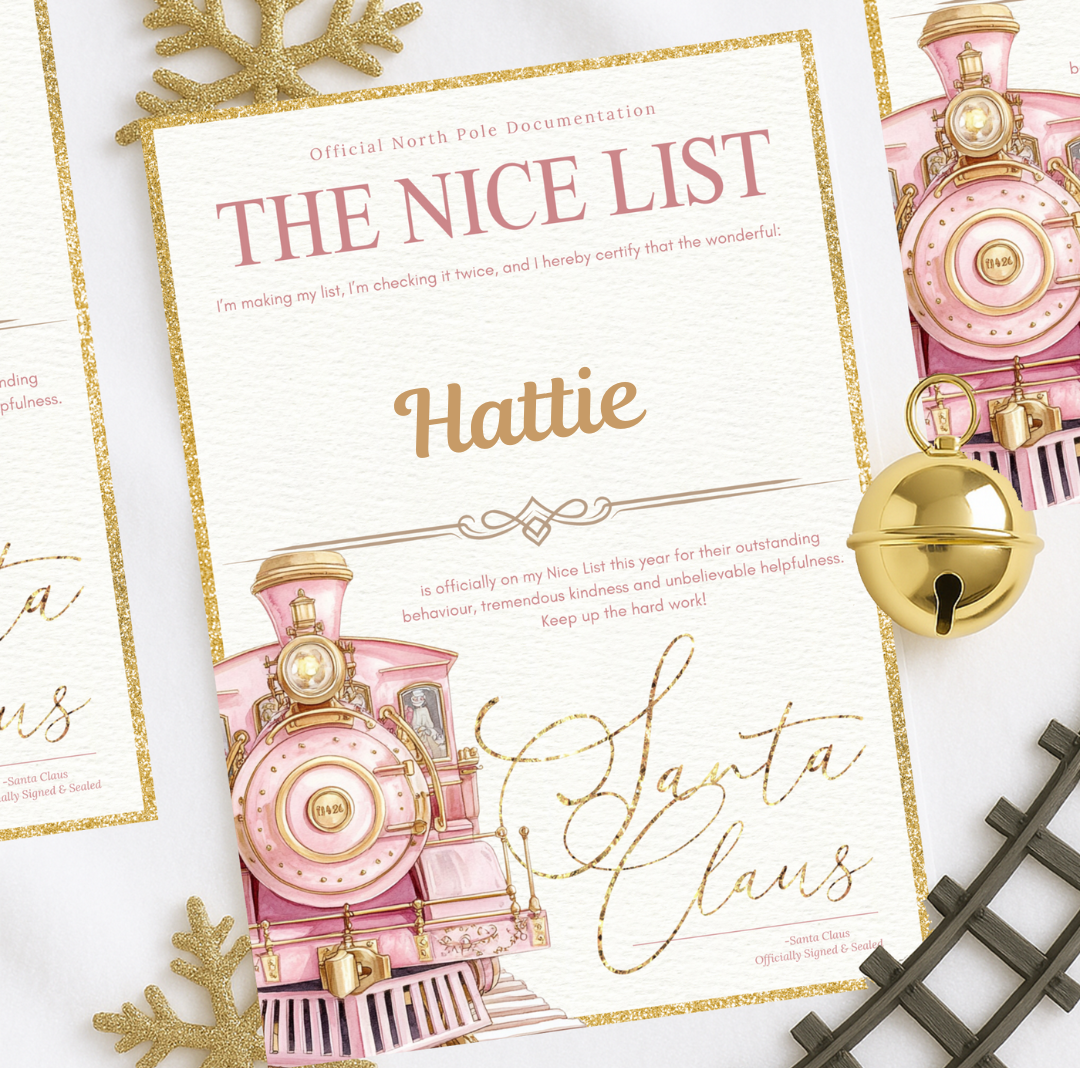 Pink Train Letter - Nice List