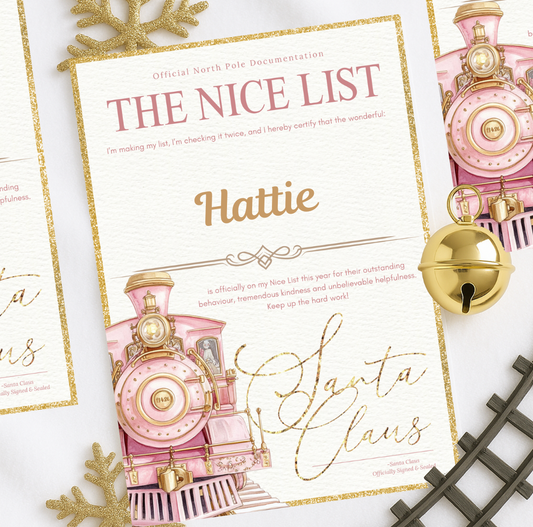 Pink Train Letter - Nice List