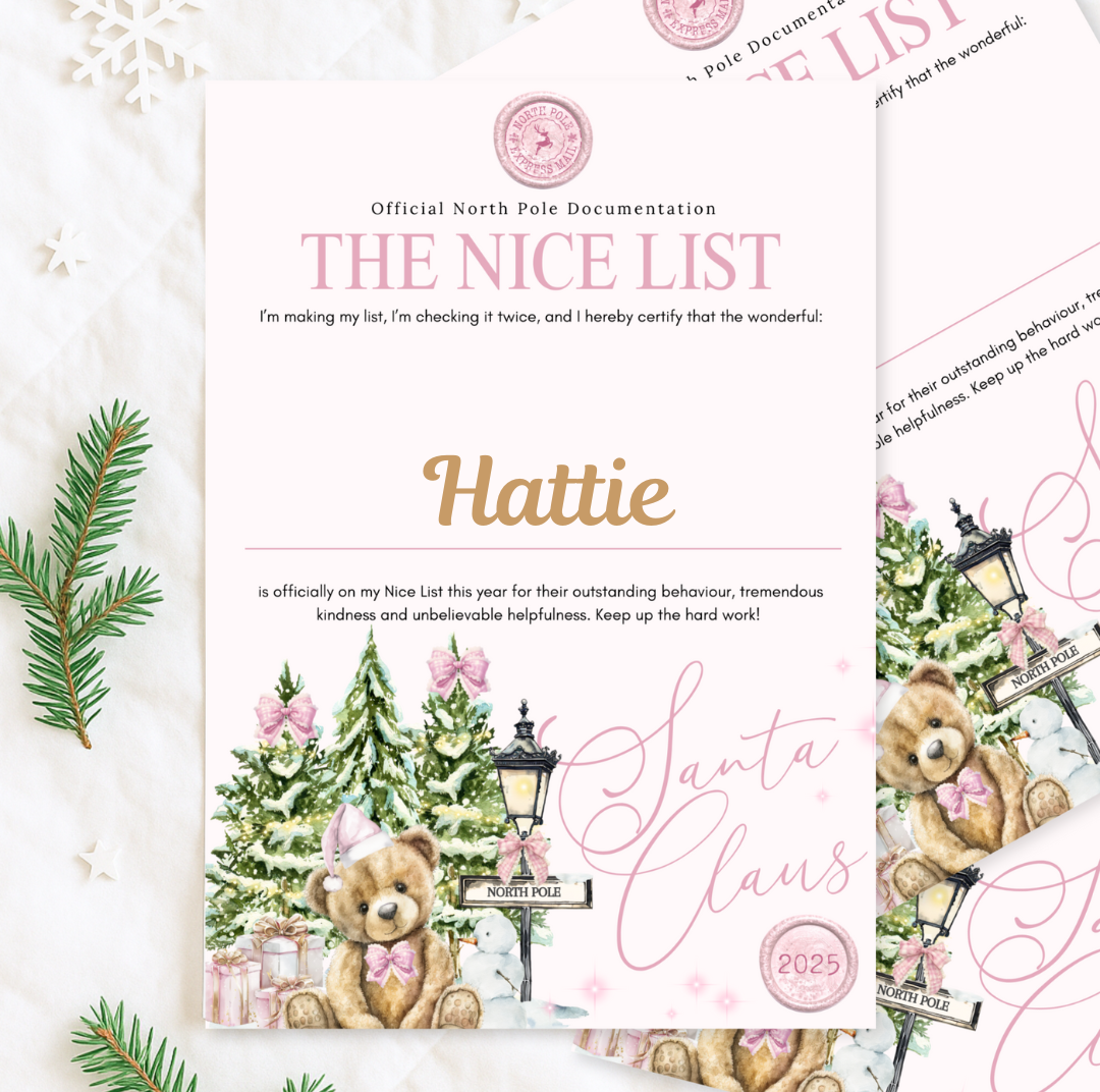 North Pole Bear Letter - Nice List