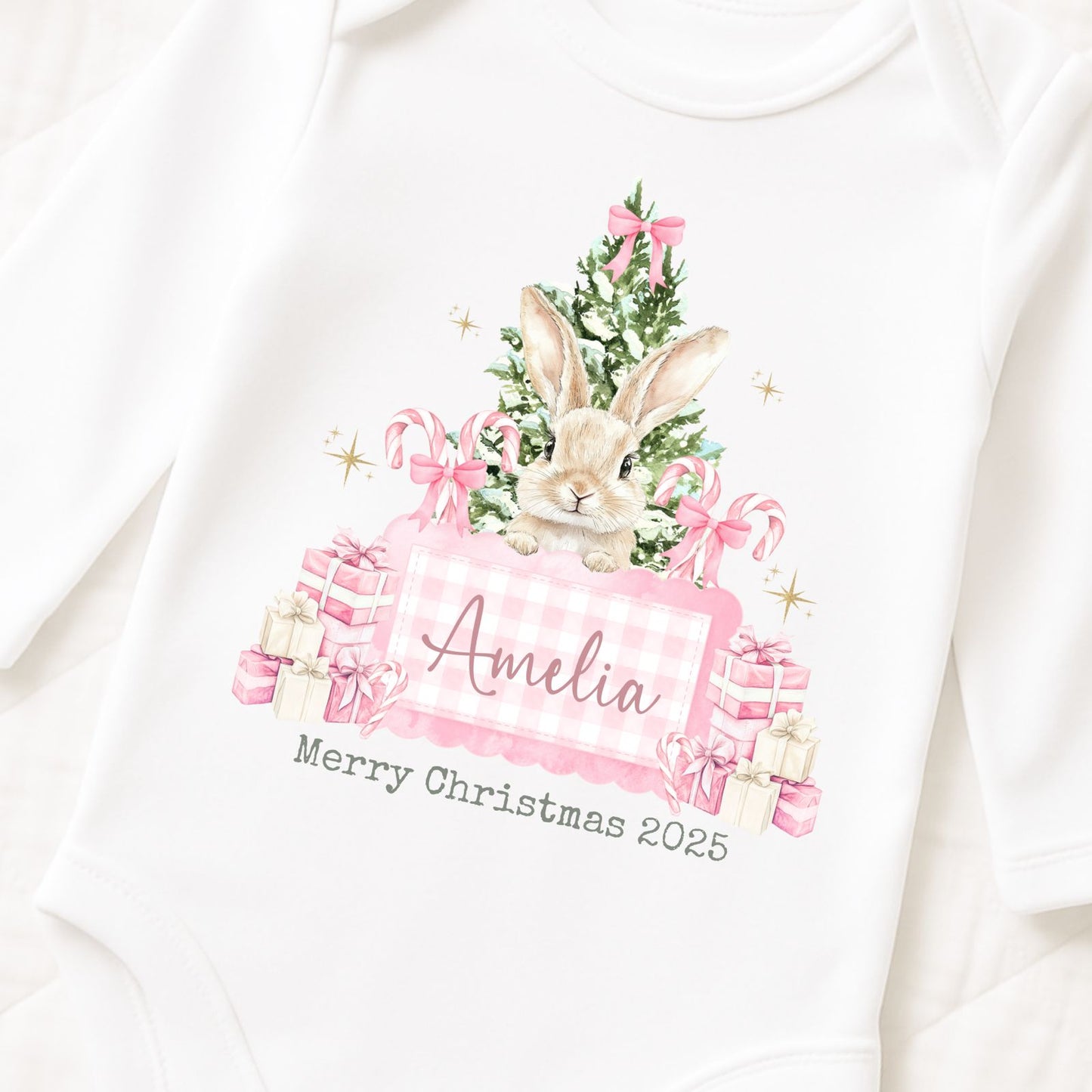 Personalised Christmas Bunny Pink